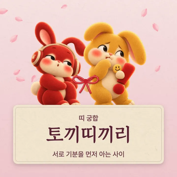 토끼띠 두 캐릭터가 나란히 선 그림