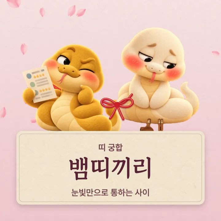 뱀띠 두 캐릭터가 나란히 선 그림