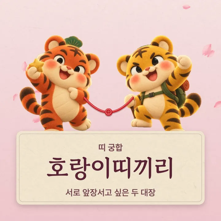 호랑이띠 두 캐릭터가 나란히 선 그림